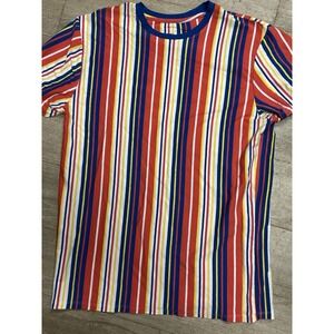 San Francisco Work Shirts Striped‎ Tee Large Multicolor Retro Y2K Vertical
